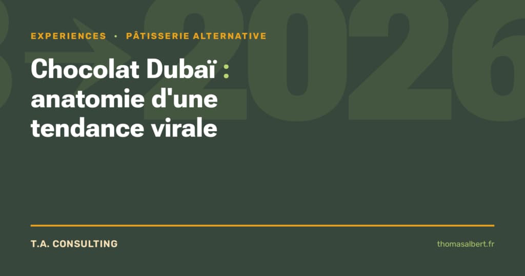 Chocolat Dubai, anatomie d'une tendance virale en pâtisserie, illustration T.A. Consulting