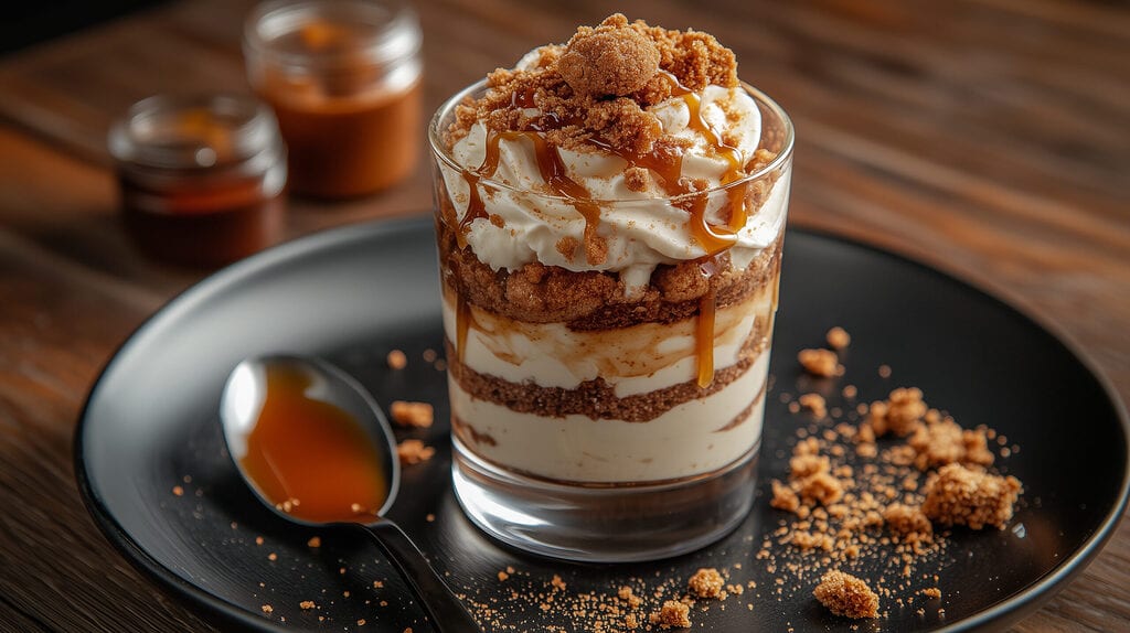 tiramisu speculoos praliné caramel beurre salé illustrant un dessert ultra gourmand et riche en pâtisserie