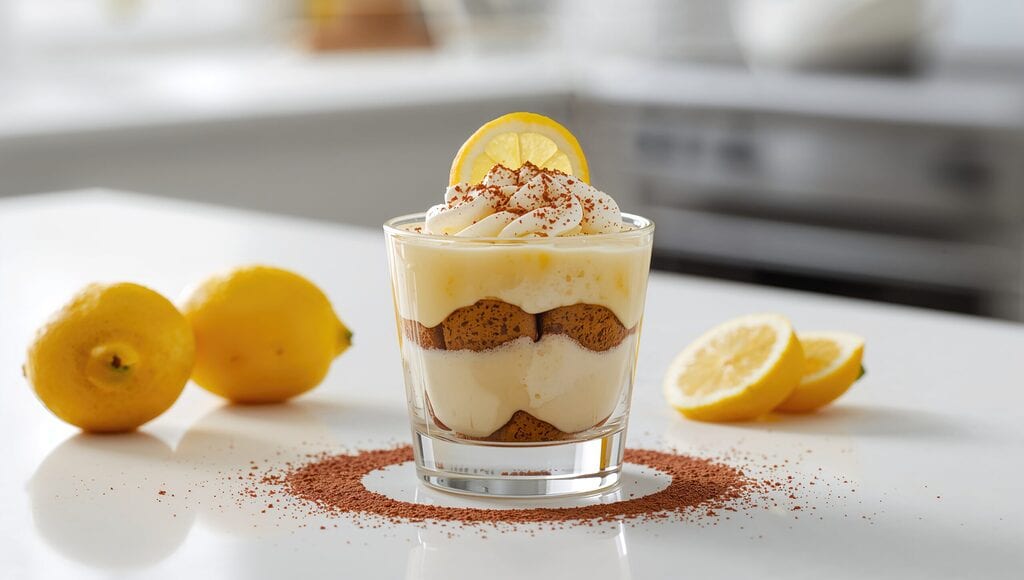 tiramisu au citron illustrant une variation aux agrumes avec notes acidulées et influence du limoncello en pâtisserie italienne