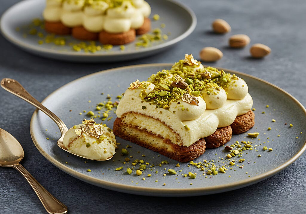 Tiramisu à la pistache : un dessert moderne et structuré pour les cuisines professionnelles